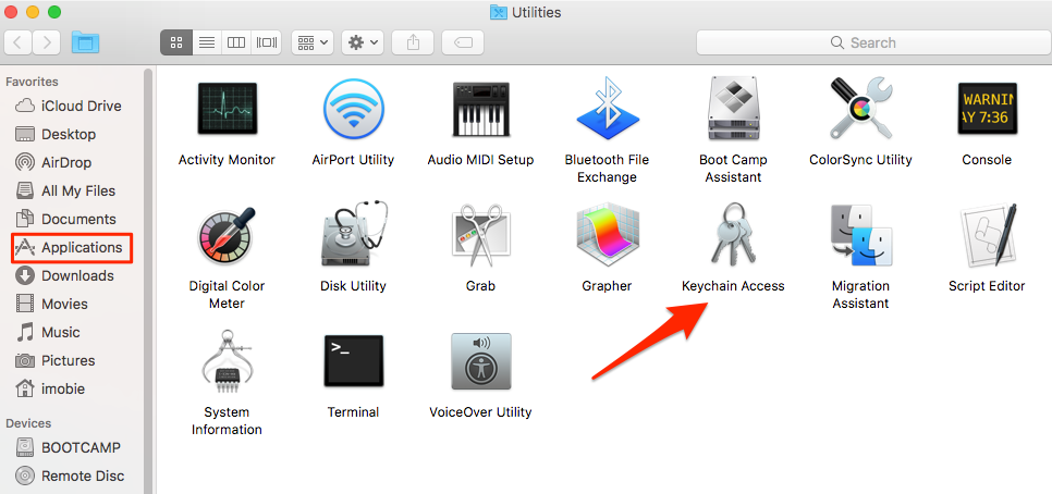 Recover Forgotten iPhone Backup Password with Keychain - Step 1