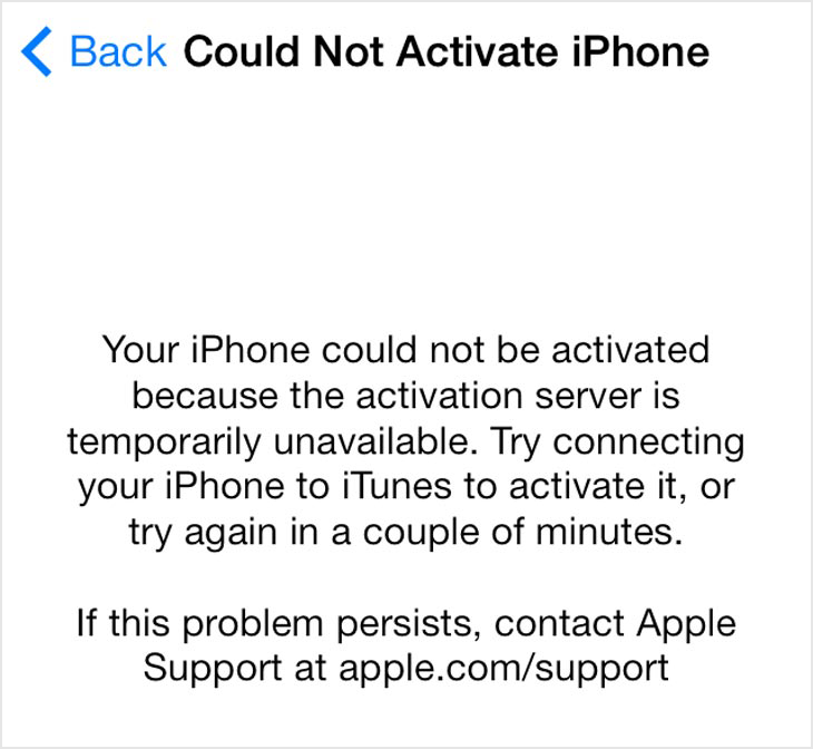 Failed to Activate iPhone afer iOS 11 Update