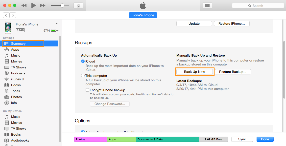 Backup Old iPhone Before Setting Up iPhone 8