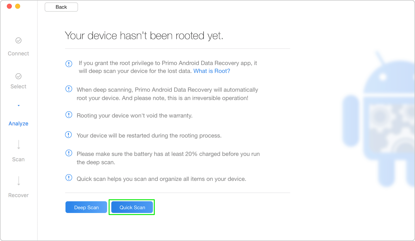 Primo iPhone Data Recovery Settings