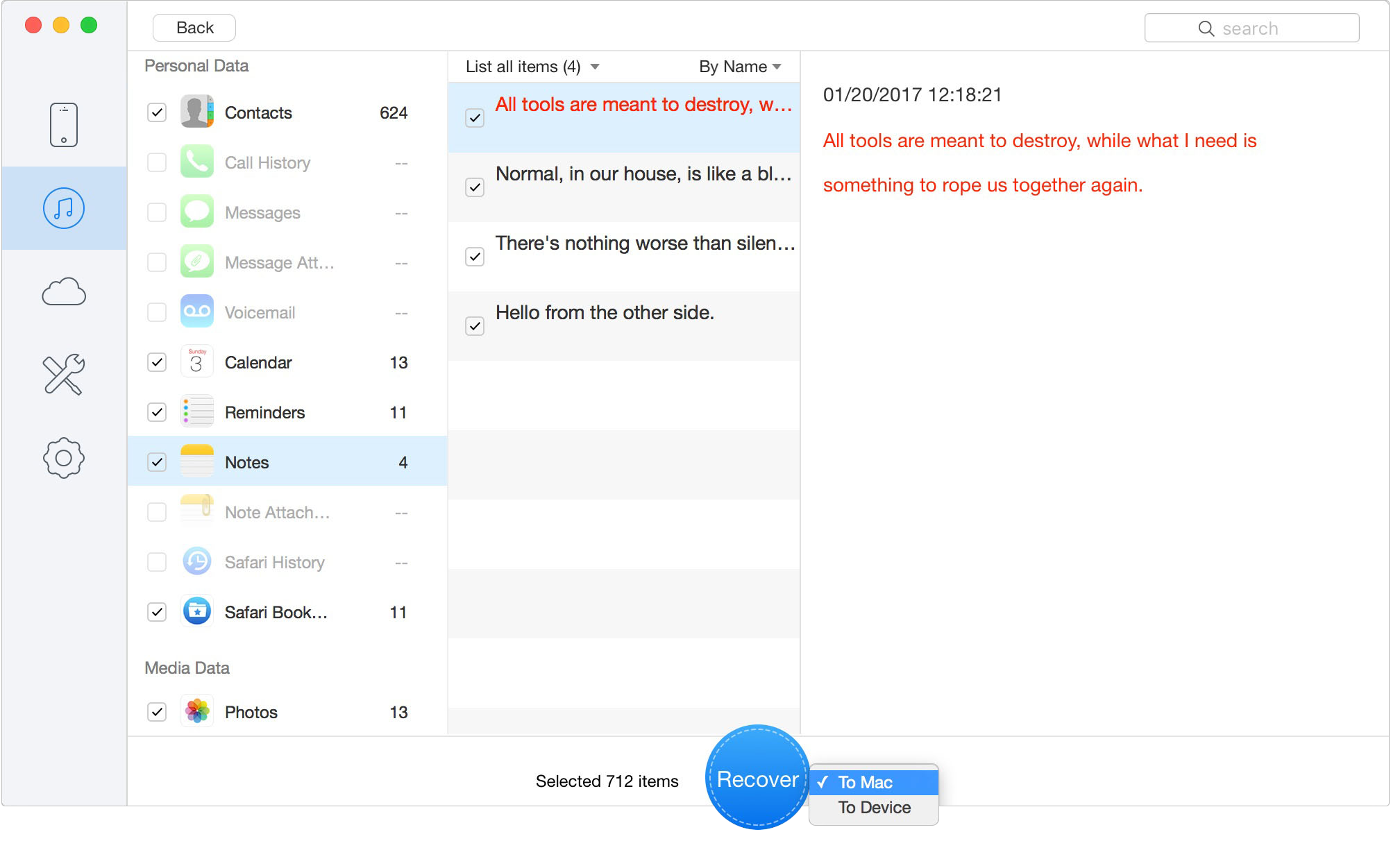 Recover Data to Computer or Device