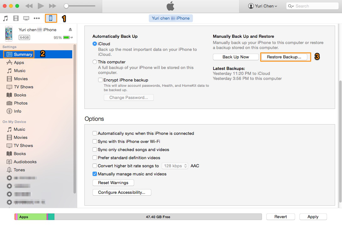 How to Recovery Deleted Files from iOS Devices - iTunes