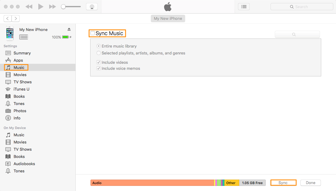 Download Music from macOS Sierra to iPhone 7 by iTunes