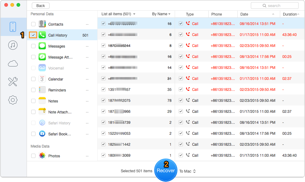 recently deleted call logs iphone