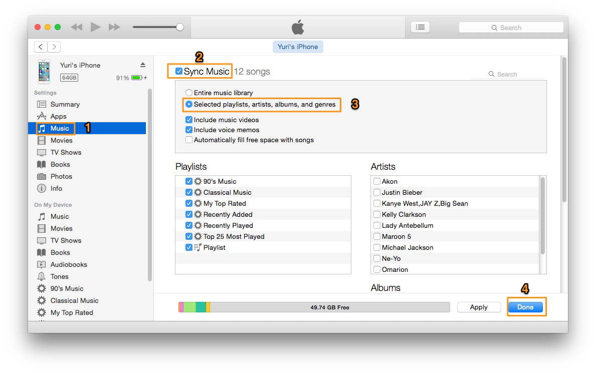 How to Add Music to iPhone with iTunes –Step 4