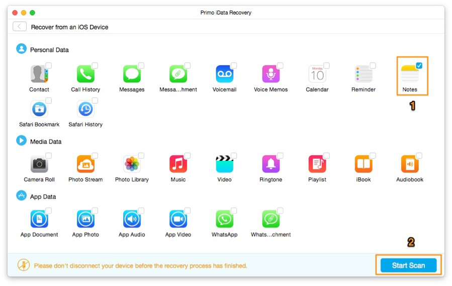 How to Backup Files on iPhone SE/6s/6 with Primo iPhone Data Recovery – Step 2