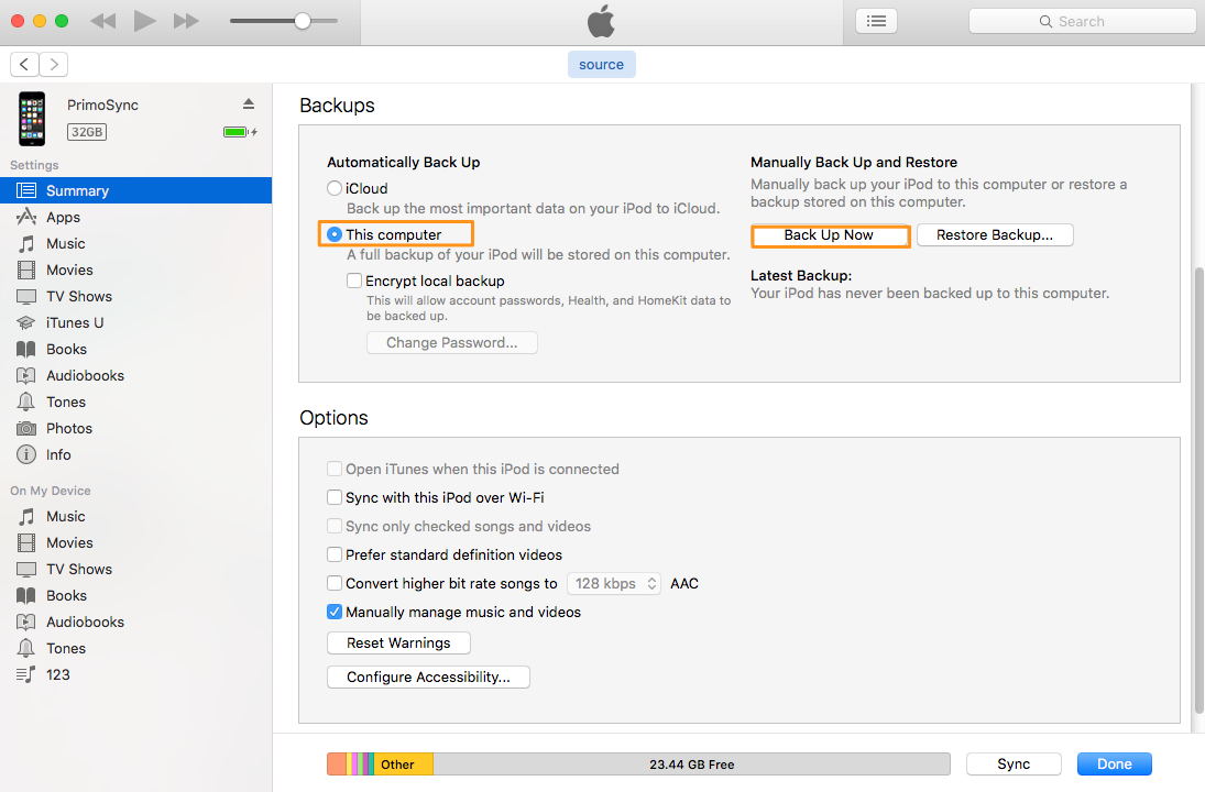 How to Backup iPod touch before iOS 10 Upgrade - iOS Backup