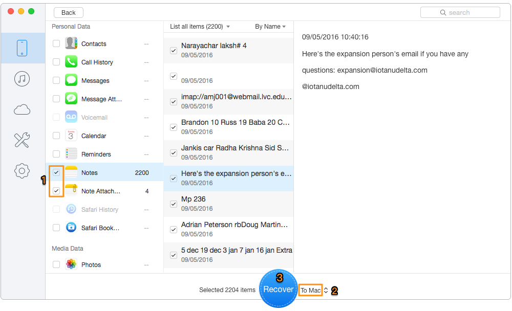 How to Backup Notes on iPhone with Primo iPhone Data Recovery – Step 2
