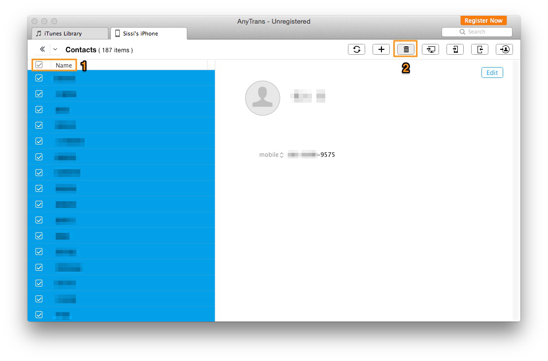 How to Delete All Contacts from iPhone | AnyTrans – Step 2