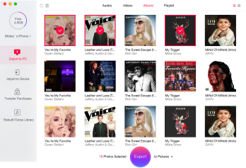 Click " Export to Mac" and select music to transfer