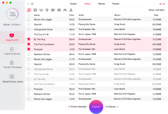 Select videos to transfer via PrimoMusic