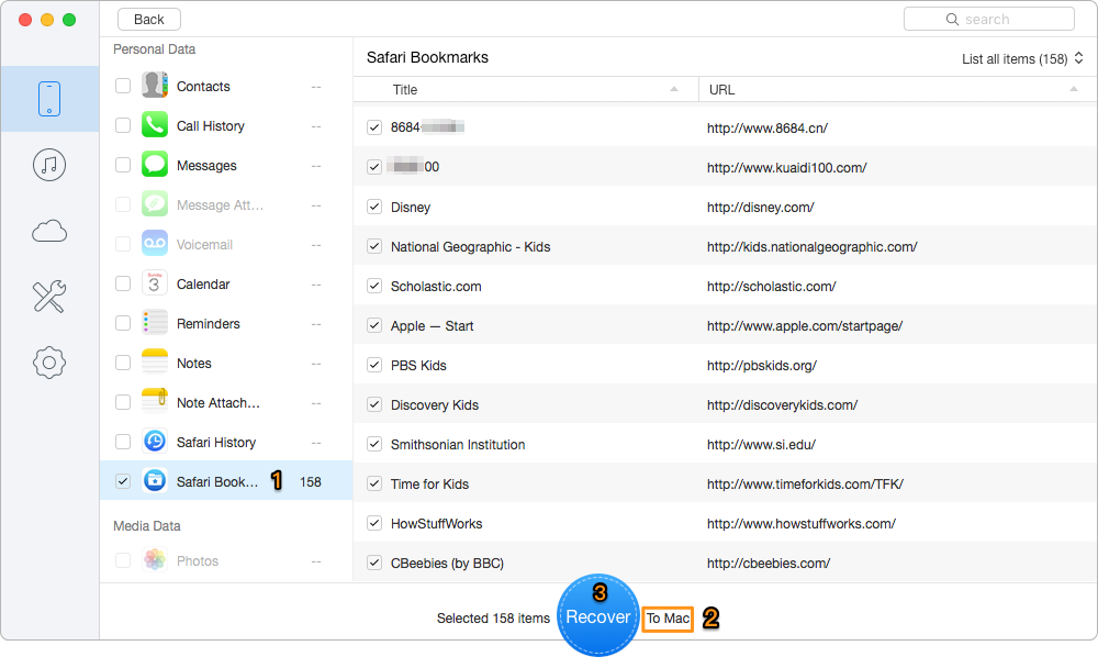 Export Safari Bookmarks from iPhone/iPad Easily – Step 2
