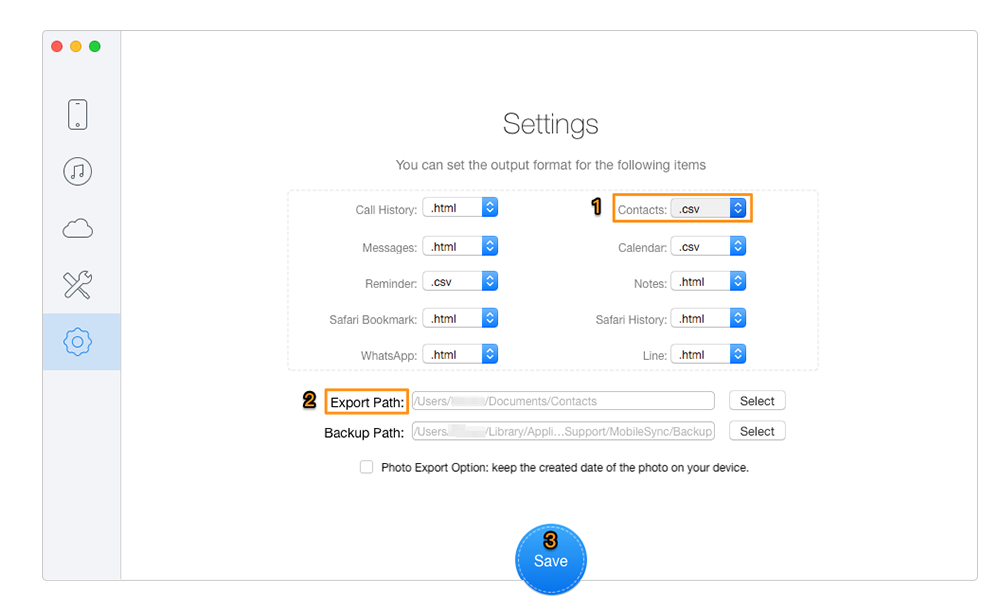 Export Contacts from iPhone to Computer – Step 2
