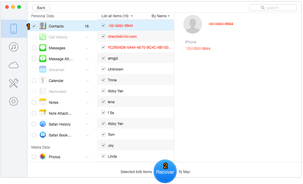 Export iPhone Contacts to Computer – Step 3
