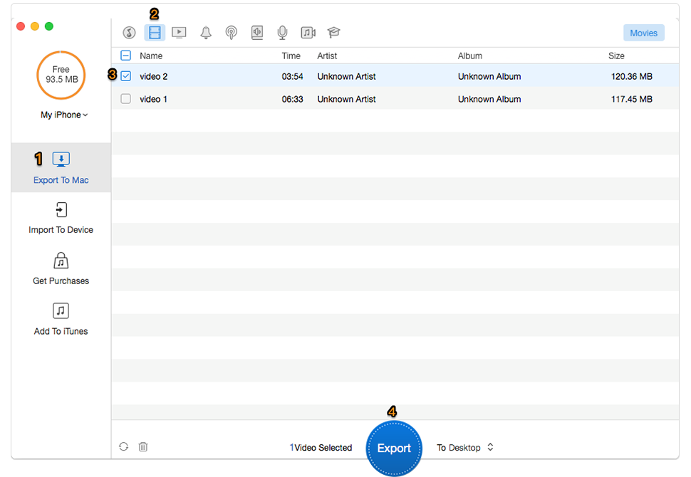 Move Videos from iPhone to macOS Sierra – Step 2