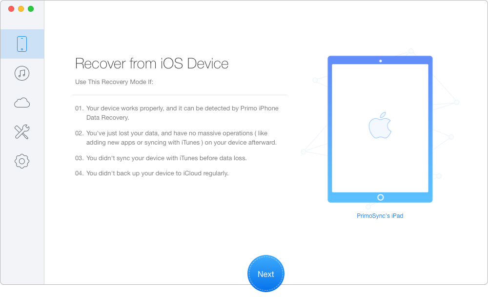 How to Get Deleted Photos Back on iPad Directly – Step 1