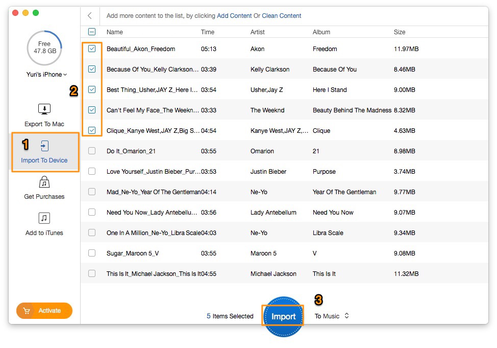 How to Get Music from iPad to Computer for Free - Step 3