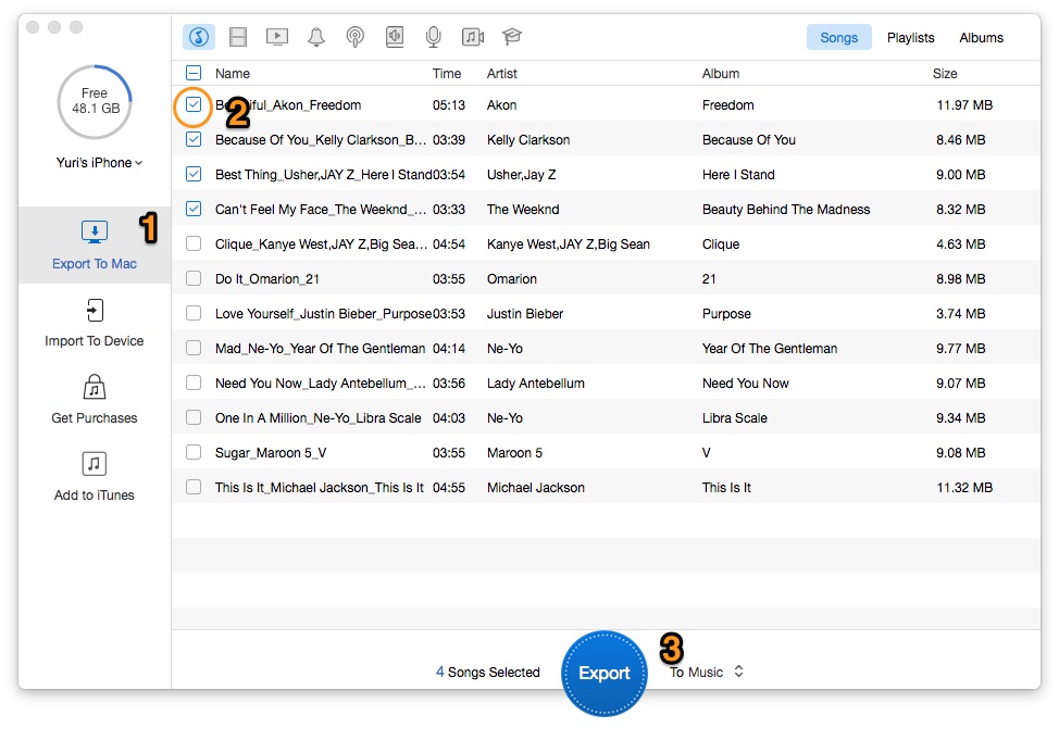 How to Import Music from iPhone to Mac – Step 2
