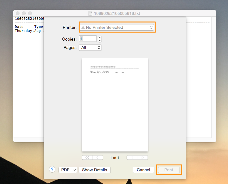 Print Text Messages on Android