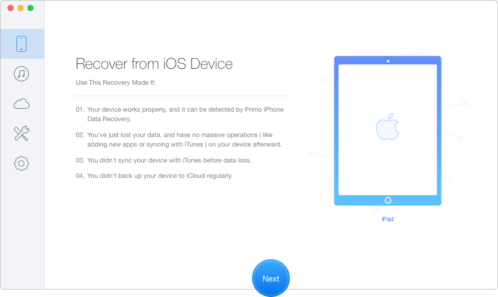 How to Recover Deleted Audiobooks on iPhone without Backup – Step 1