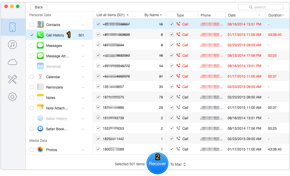 How to Recover Deleted Call History on iPhone 8 – Step 2