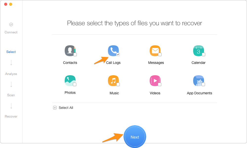 How to Recover Deleted Call Logs from Android Phones – Step 2