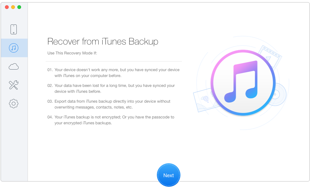 Restore Deleted Call History on iOS 10 with Backups – Step 1
