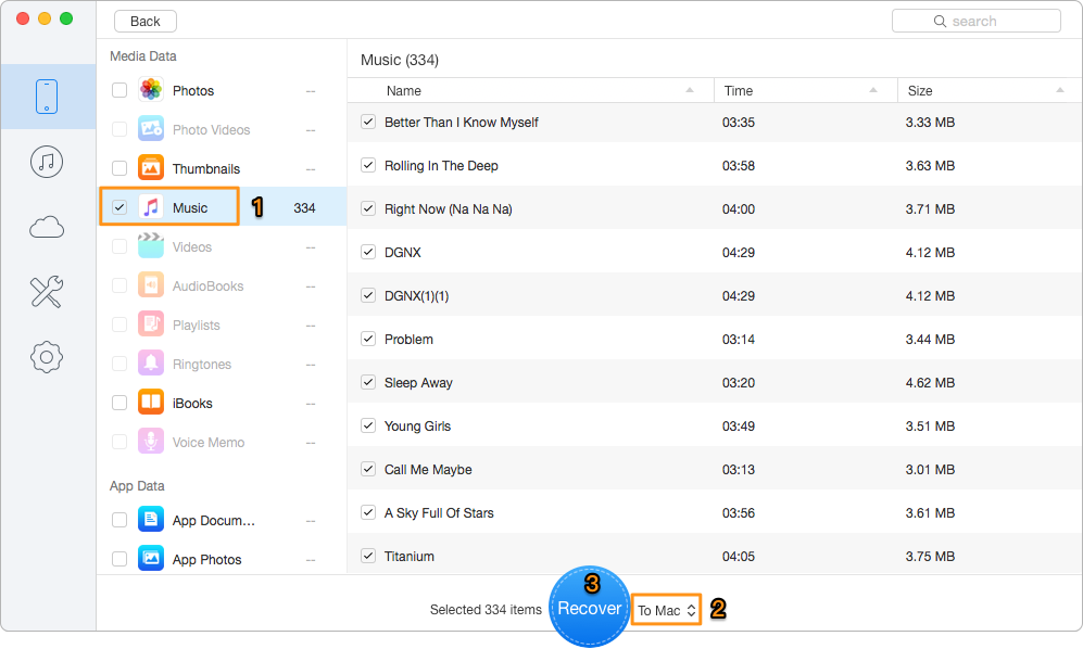 How to Recover Lost/Deleted Music from iPod without Backup - Step 2