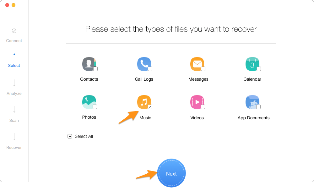 How to Recover Deleted Music from Galaxy S8/S7/S6 – Step 2