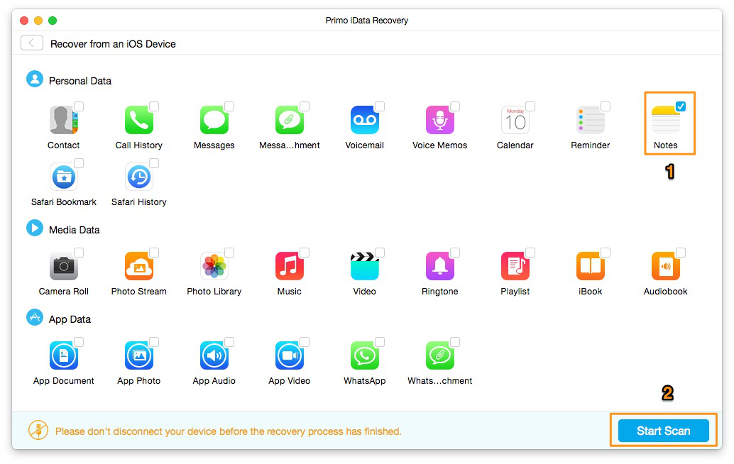 How to Recover Deleted Notes on iPad iPhone in iOS 10 – Step 2