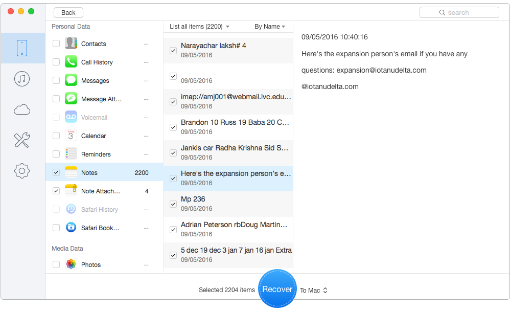 How to Recover Deleted Notes on iPhone 5 – from Device Directly – Step 3