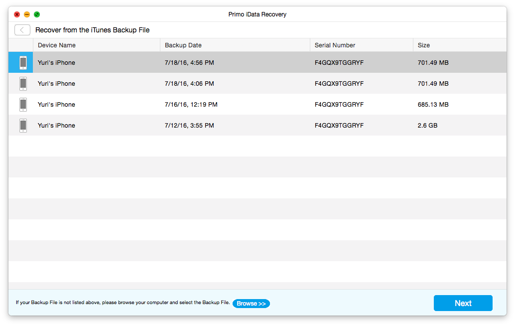 How to Recover Deleted Text Messages on iPhone via iTunes Backup – Step 2