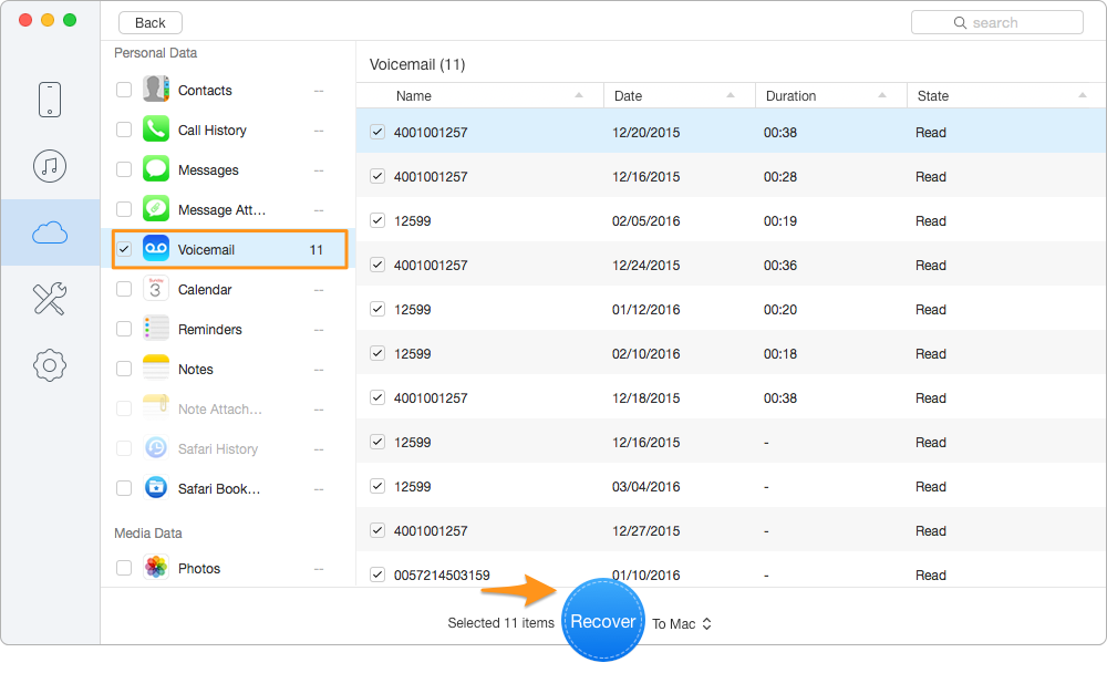Recover Deleted Voicemail from iPhone 7 on Mac via iCloud Backup – Step 3