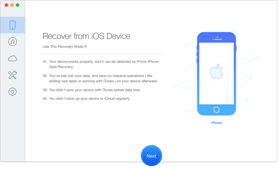 How to Recover Lost Text Messages on iOS 10.3 – Step 1