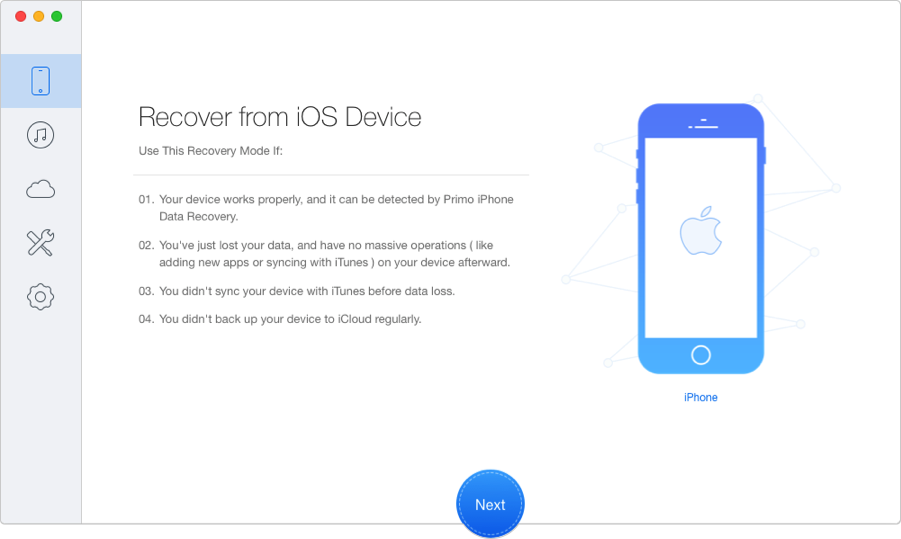 Retrieve Deleted/Lost iOS 10 Text Messages Directly – Step 1