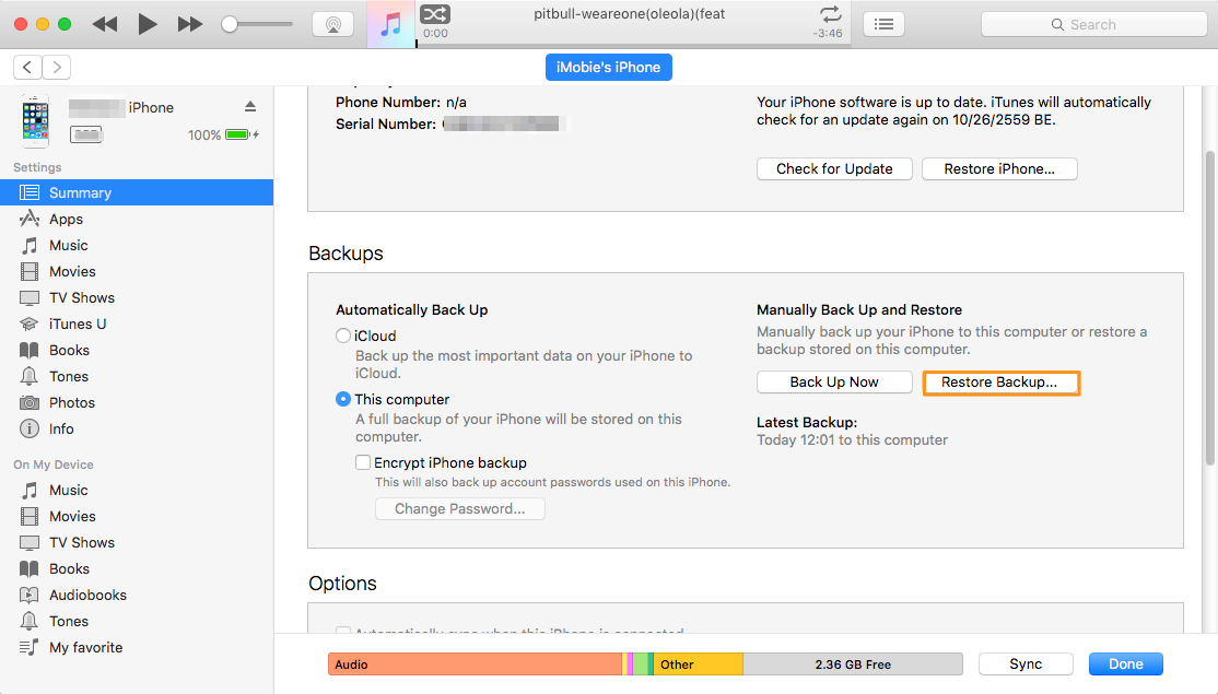 Retrieve Deleted/Lost iOS 10 Text Messages from iTunes Backup