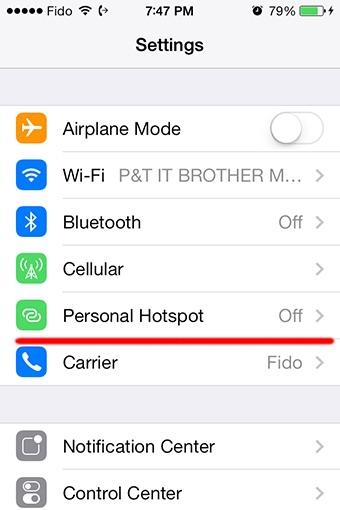 Turn off Personal Hotspot
