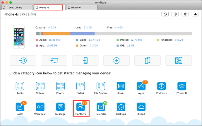How to Transfer Contacts from iPhone to iPhone via AnyTrans