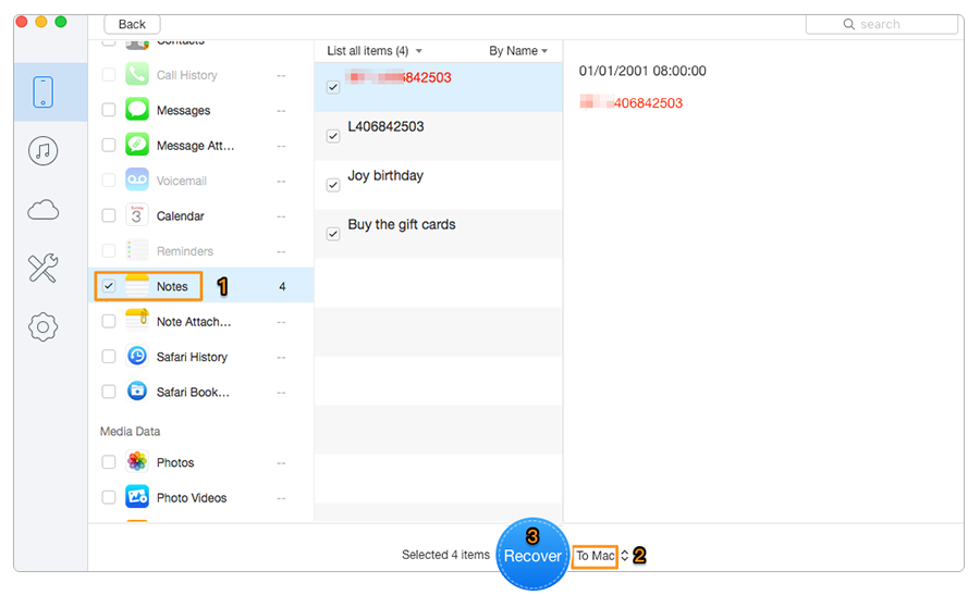 Transfer Notes from iPhone/iPad to Computer – Step 2
