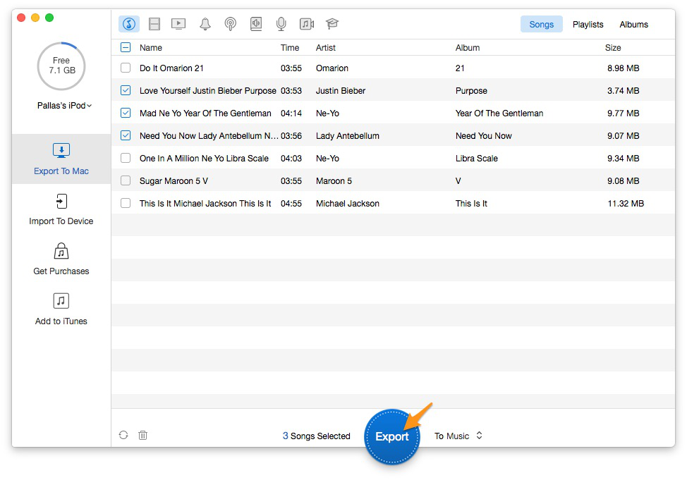 How to Copy Music from iPod to Computer without iTunes – Step 3