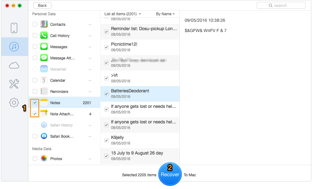 Fix Notes Disappeared from iPhone After iOS 11 Update with Backup – Step 3