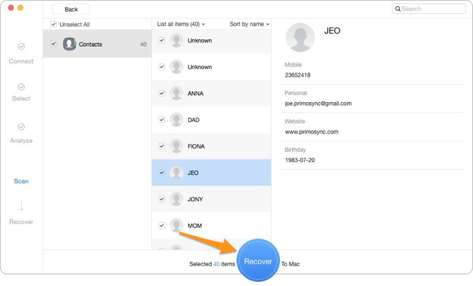 How to Recover Android Contacts After Factory Reset – Step 3