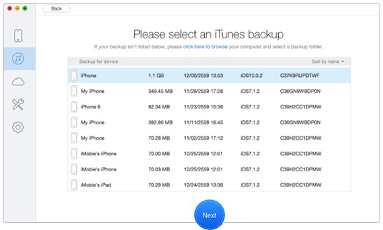 Get Back Lost Contacts from iPhone 7 (Plus) with iTunes Backup– Step 1