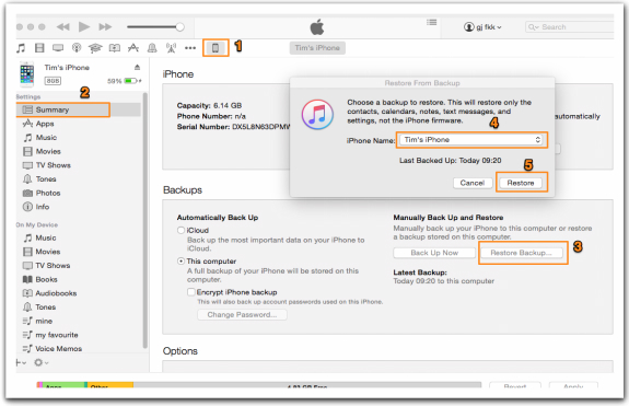 Retrieve Deleted Contacts from iPhone 7/7 Plus via iTunes Backup