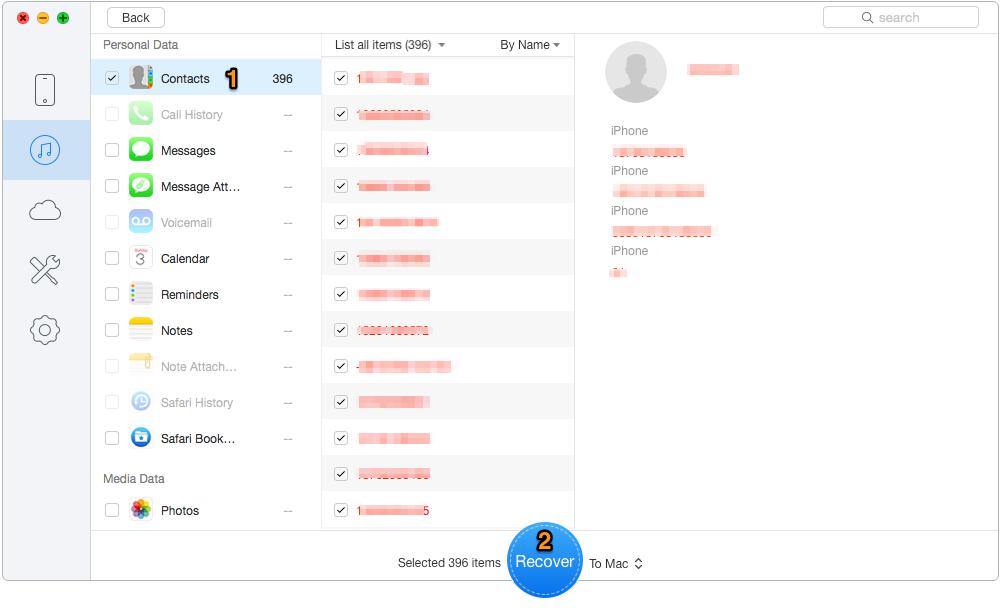 How to Recover Deleted Contacts on iPhone X – Step 3