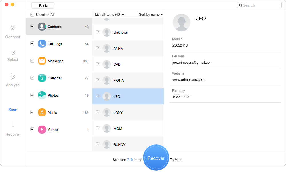 How to Recover Files from Samsung Tablet – Step 3