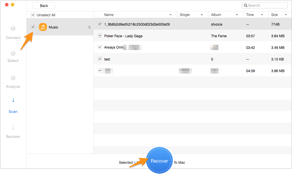 How to Recover Deleted Music Data from Android Phone – Step 3