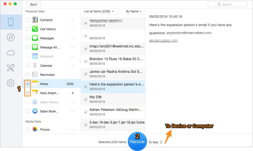 Recover Deleted Notes from iPhone 8 Without Backup – Step 2