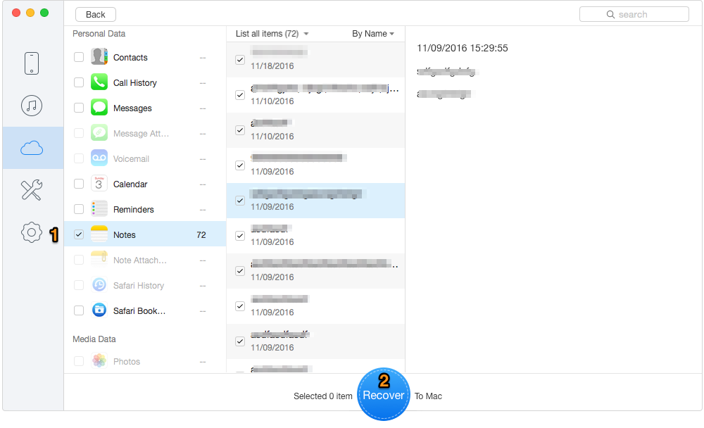 Recover Deleted iPhone 8 Notes from iCloud Backup Without Restore – Step 3