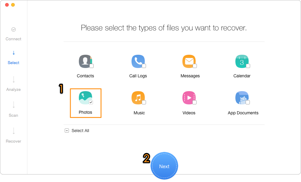 How to Recover Deleted Photos from LG – Step 2